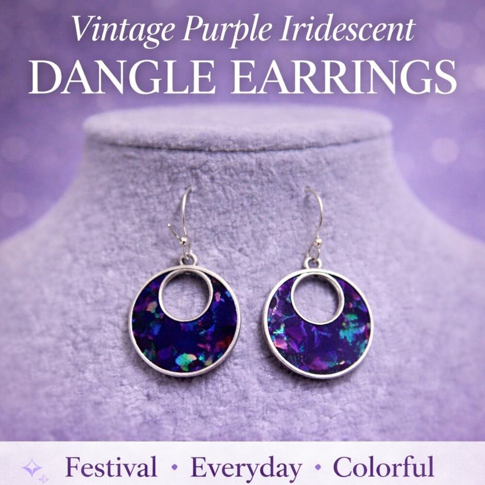 Vintage Purple Iridescent Dangle Earrings